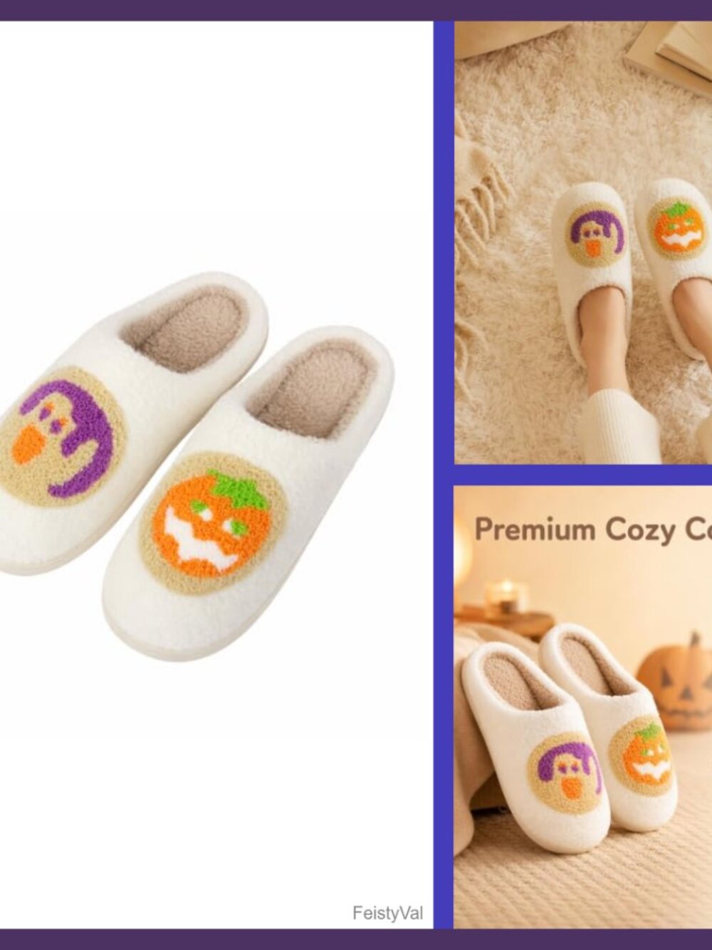 Fuzzy Happy Face Slippers Cozy House Shoes Plush Lined